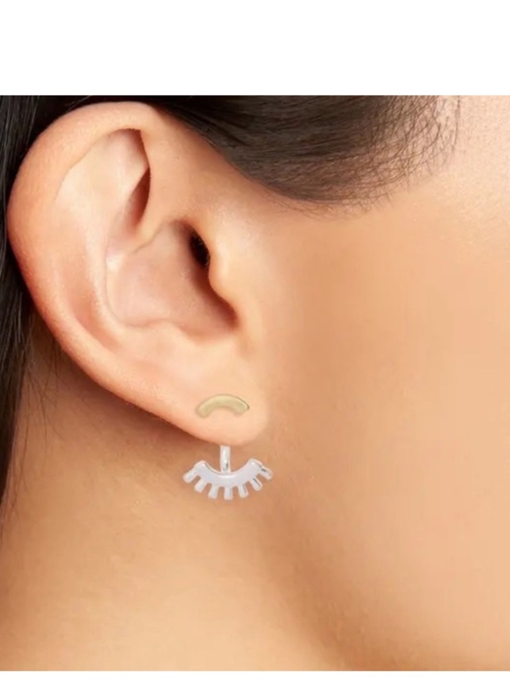 Madewell Gold Tone Crescent Eyelash Drop Earrings